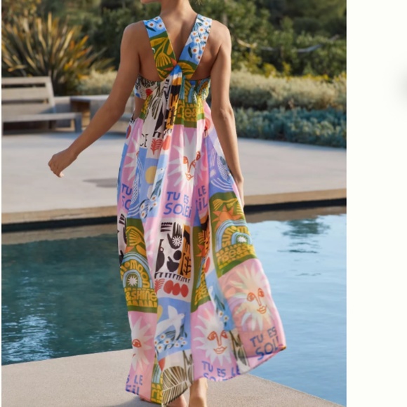 NWT ANTHROPOLOGIE Anisa Makhoul The Piper Bandeau Cutout Maxi Dress SIZE MP - Picture 2 of 5